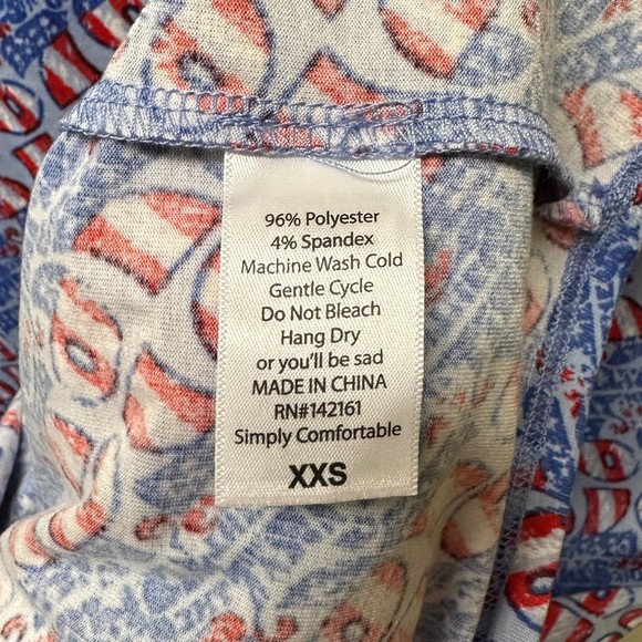 LulaRoe Julia Short Sleeve Blue and Red 67 Dress, XXS, Pre-owned - Picture 5 of 5